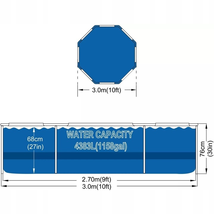 Басейн каркасний Avenli 305х305х76см макс. комплект 18в1 6259 фото